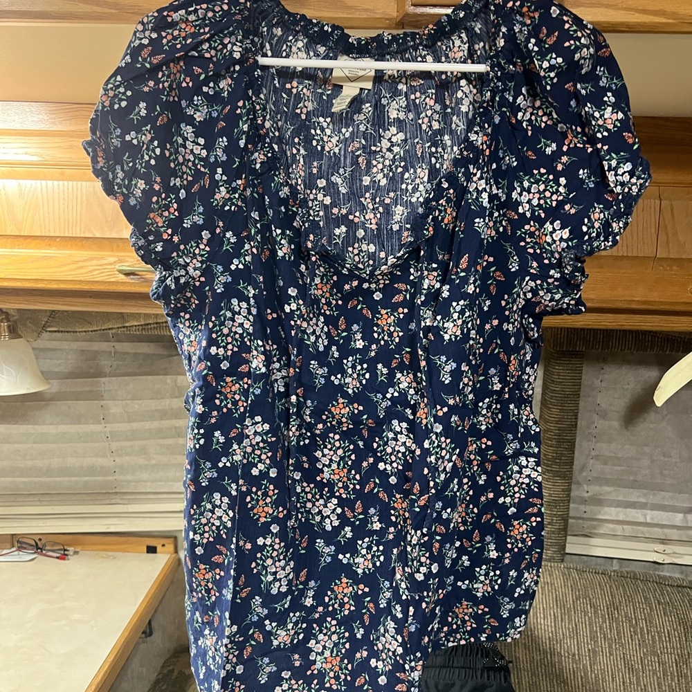 St. John's Bay Navy Floral Blouse